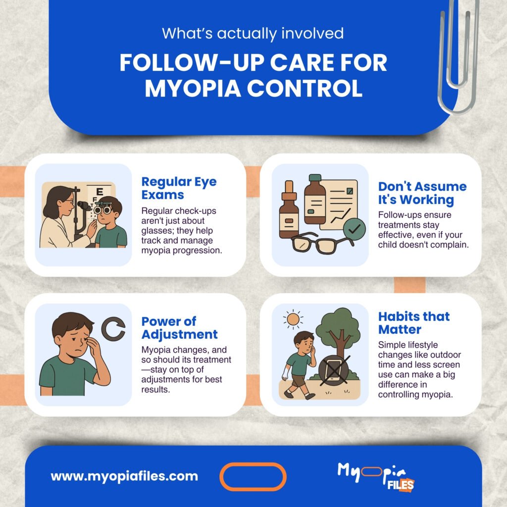 Infographic showcasing What’s Actually Involved in Follow-Up Care for Myopia Control 
